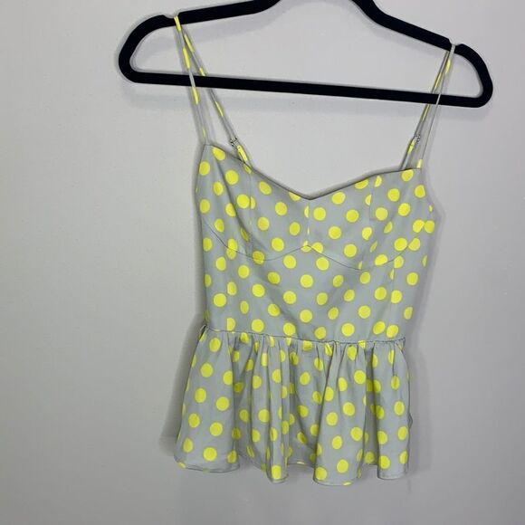 Zara XS yellow polka dot with gray tank peplum (g1) - Picture 1 of 8